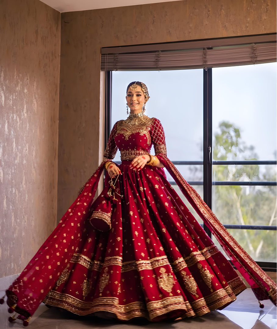 Mohsin Naveed Ranjha – Red Lehngha Choli | MNR-Rlc-048