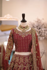 Load image into Gallery viewer, Ahmad Sultan – New Lehenga Choli Deep Red | AS-Lcr-069