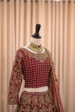 Load image into Gallery viewer, Ahmad Sultan – New Lehenga Choli Deep Red | AS-Lcr-069