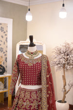 Load image into Gallery viewer, Ahmad Sultan – New Lehenga Choli Deep Red | AS-Lcr-069
