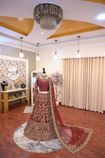 Load image into Gallery viewer, Ahmad Sultan – New Lehenga Choli Deep Red | AS-Lcr-069