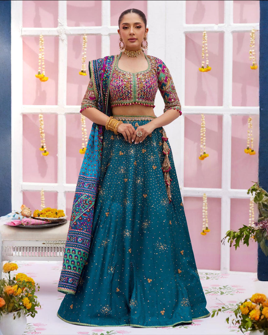 Farah Talib Aziz- Ayelina Teal Lehnga Choli | FTA-AT-090