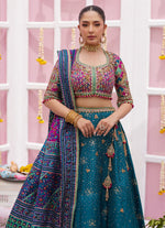 Load image into Gallery viewer, Farah Talib Aziz- Ayelina Teal Lehnga Choli | FTA-AT-090