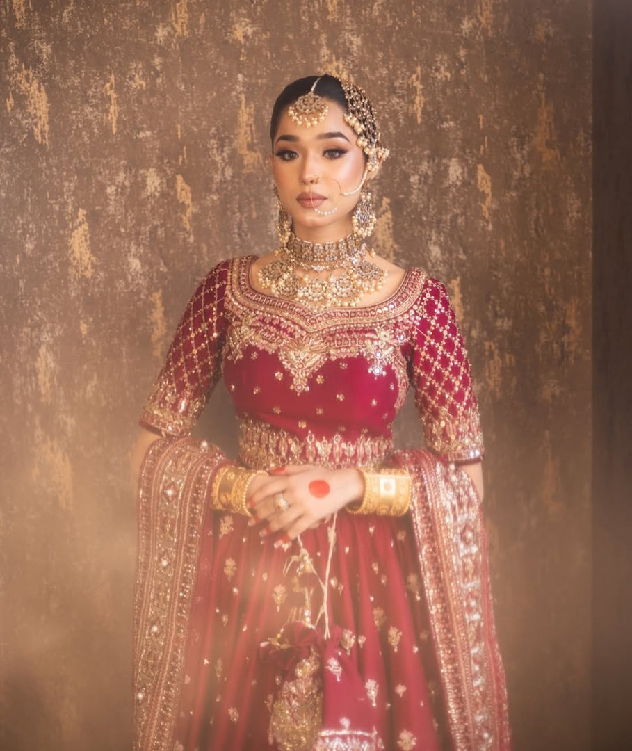 Mohsin Naveed Ranjha – Red Lehngha Choli | MNR-Rlc-048