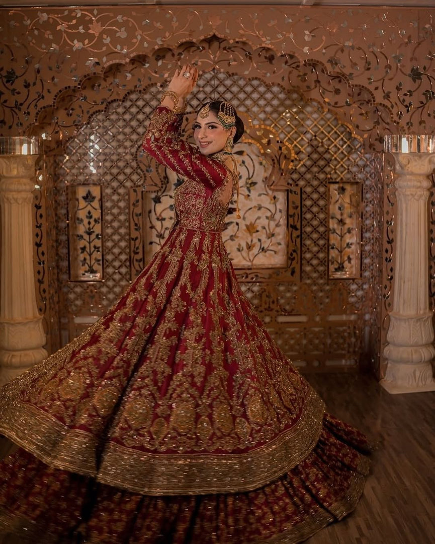 Ahmad Sultan – V New V neck Red Bridal | AS-Vrb-067
