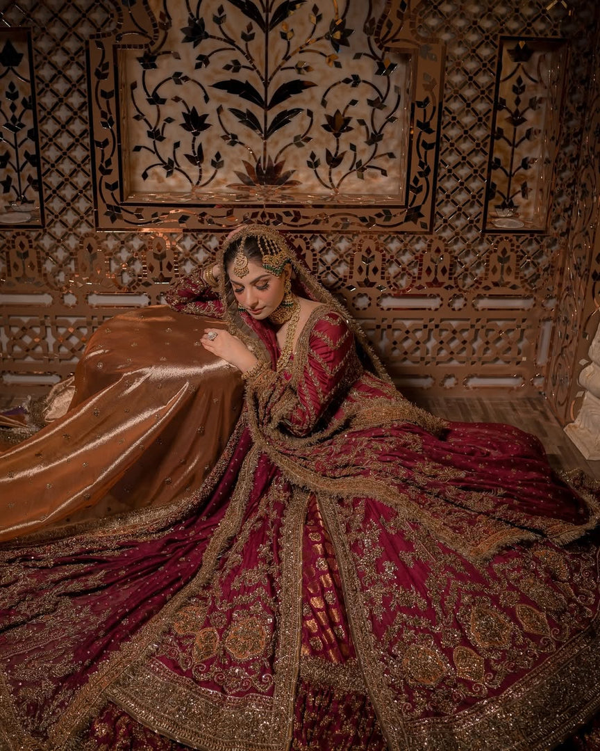 Ahmad Sultan – V New V neck Red Bridal | AS-Vrb-067