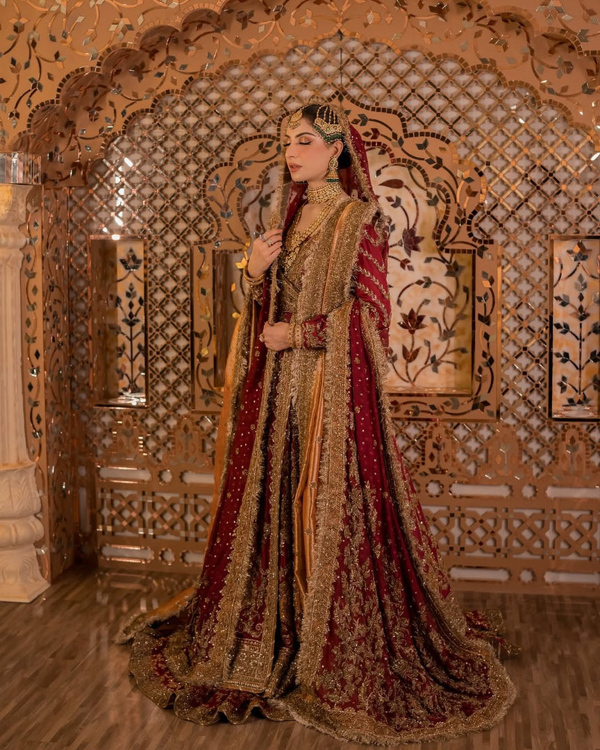 Ahmad Sultan – V New V neck Red Bridal | AS-Vrb-067