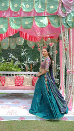Load and play video in Gallery viewer, Farah Talib Aziz- Ayelina Teal Lehnga Choli | FTA-AT-090